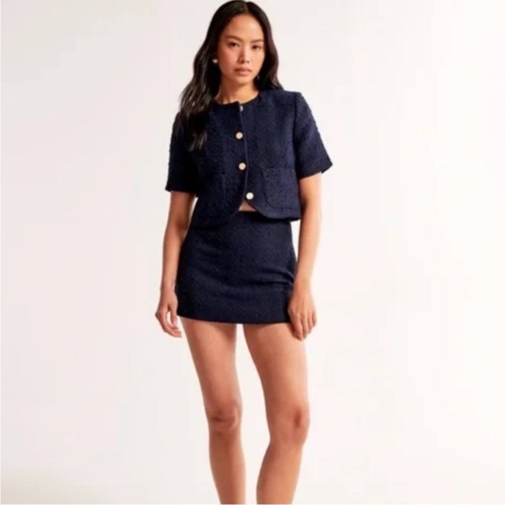Abercrombie & Fitch Navy Blue Tweed Skirt